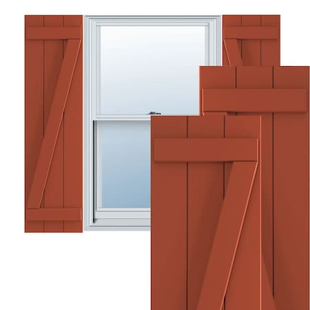 True Fit PVC, Three Board Joined Board-n-Batten Shutters W/Z-Bar, Colorful Leaves , 16 1/8W X 53H